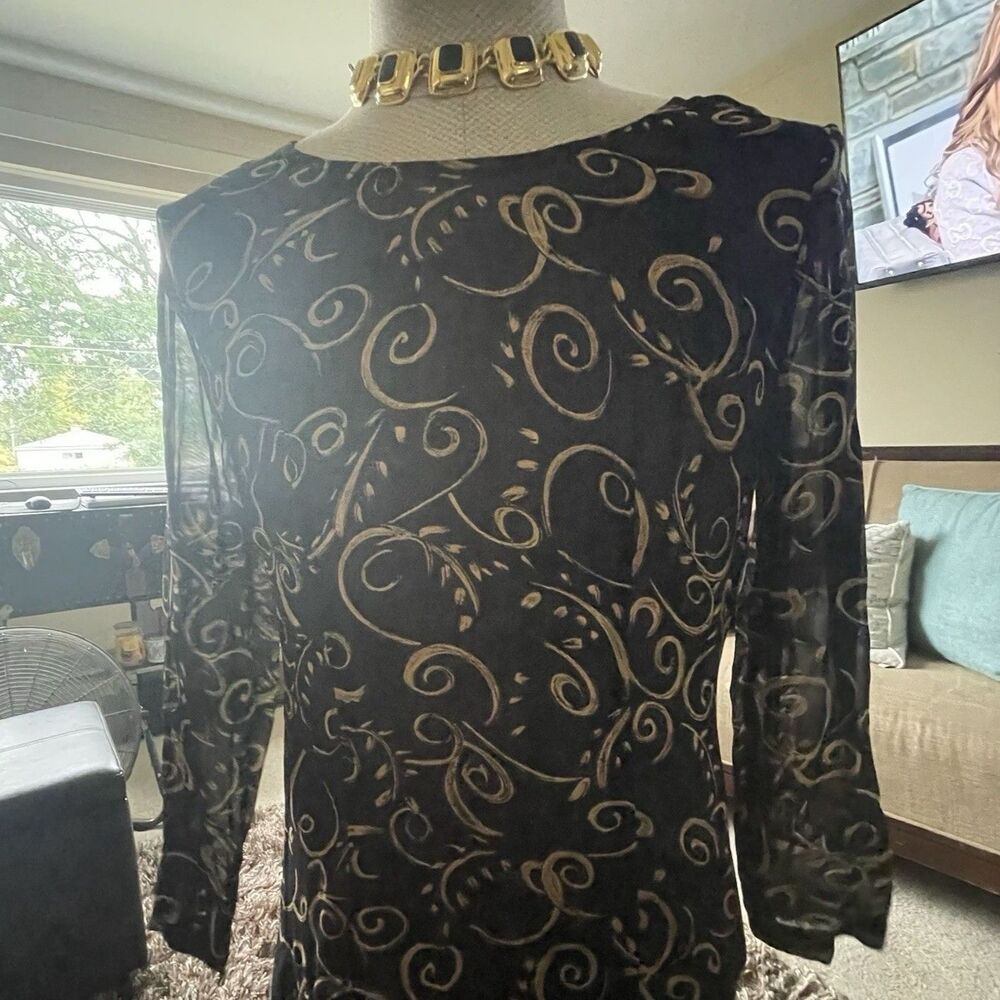 Vintage Y2k Black Sheer Overlay Midi Dress Whimsigoth Fairy Witchy Size Medium